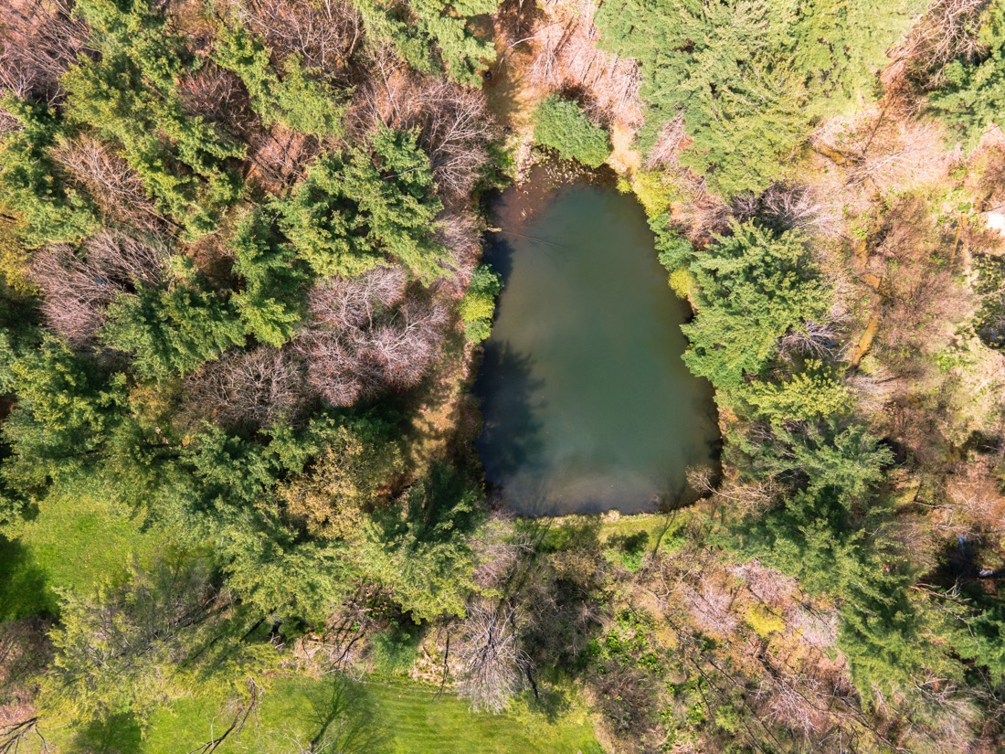 A top view of a pond in Deep Creek, Maryland