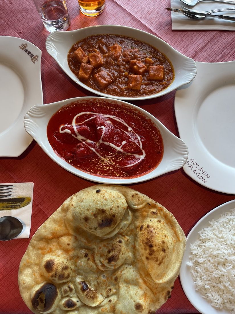 Indian Food on table in Mull Tobermory Scotland