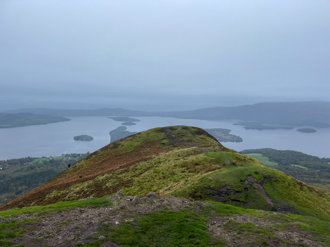 Views from Conic Hill over Loch Lomond at Balmaha part of West Highland Way route