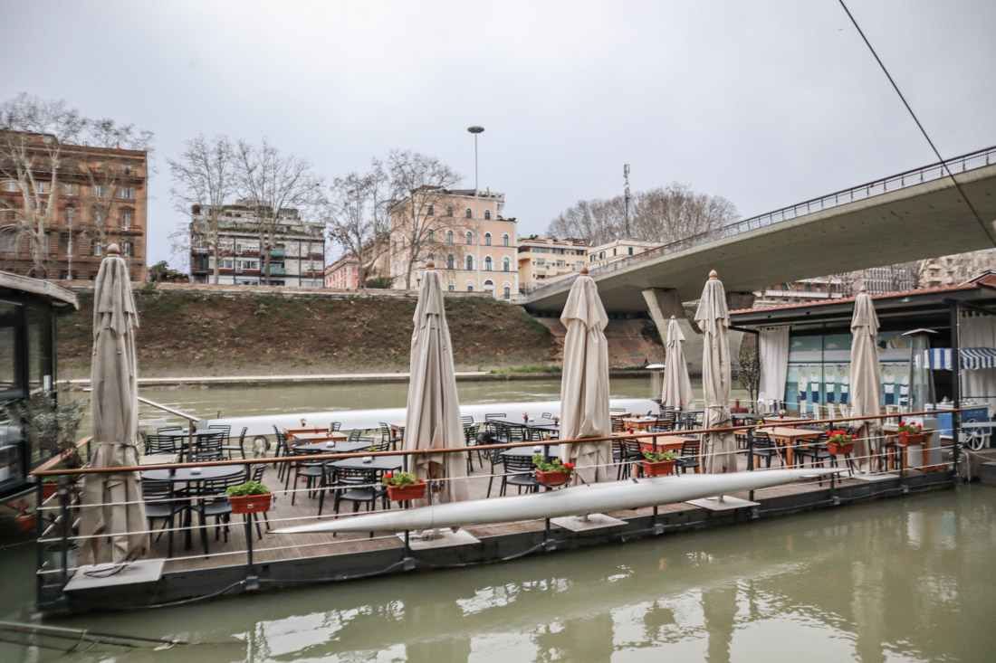Baja floating restaurant on Tiber River Rome_