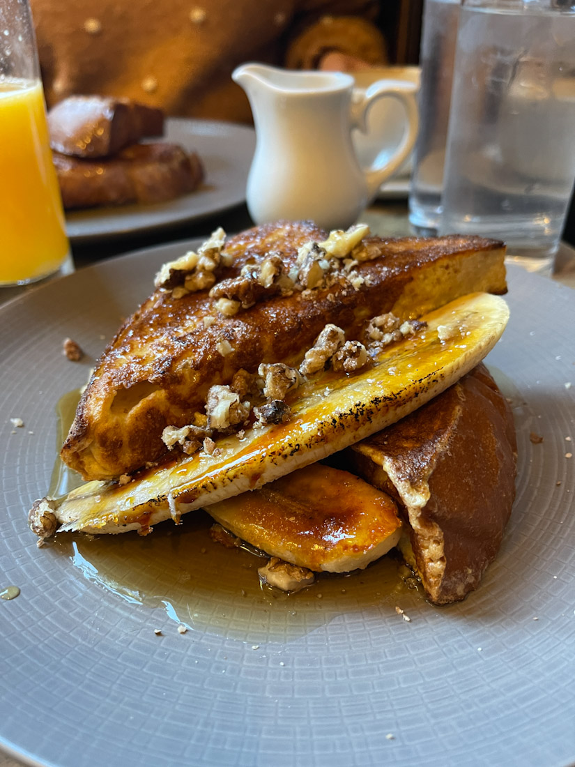 Stacked French toast at Cafe Gandolfi Glasgow for brunch 