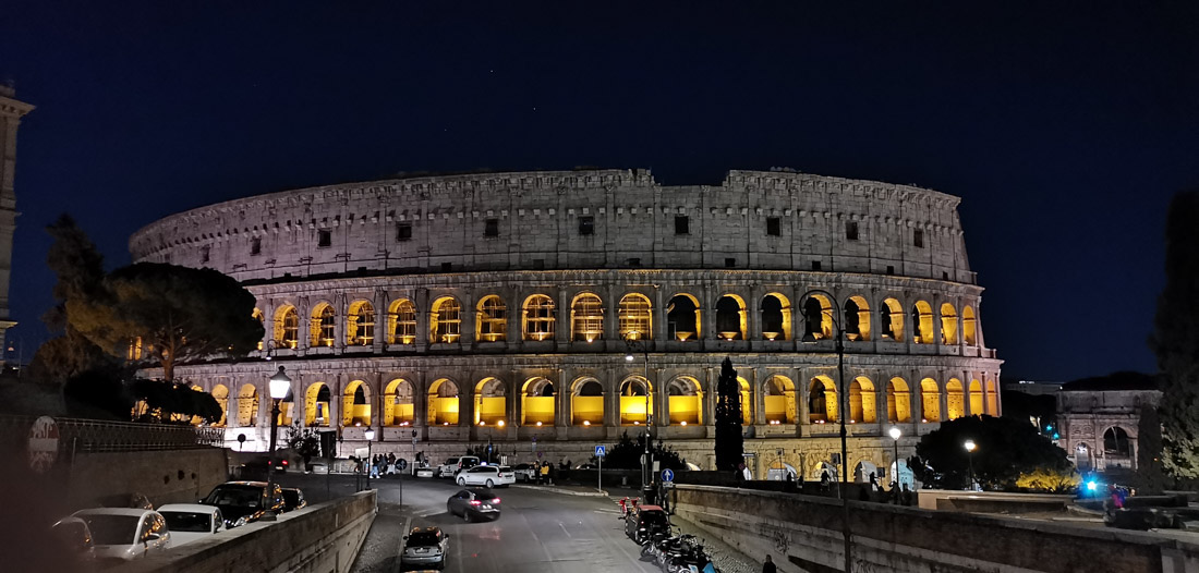 Colosseum at night in Rome with black sky