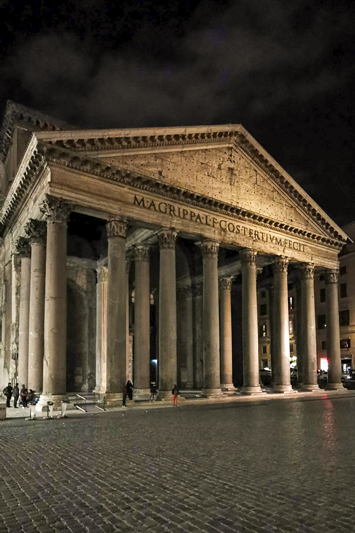 Pantheon at night in Rome_