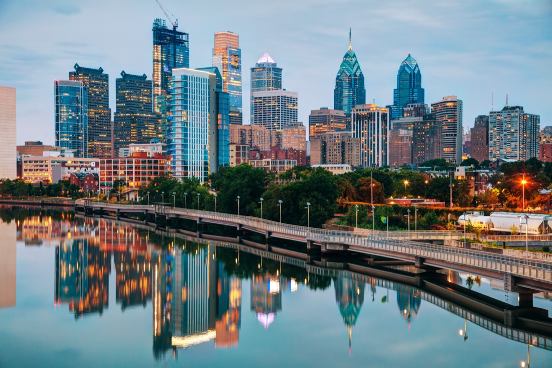 Philadelphia skyline at dusk