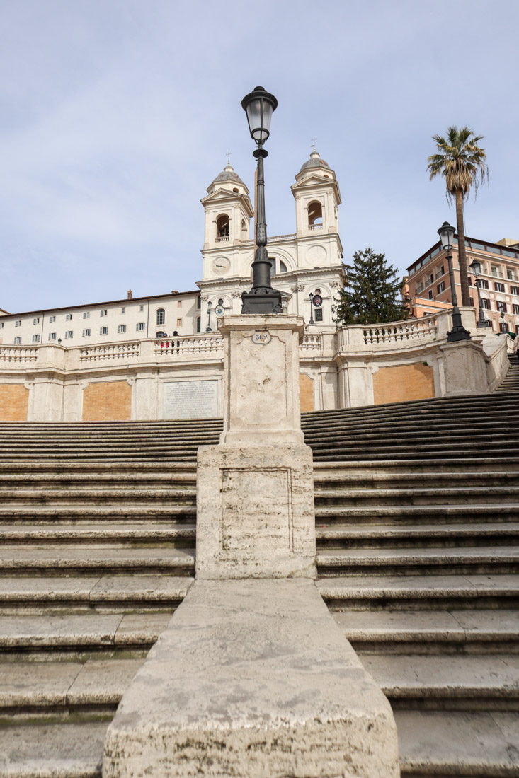 White Spanish Steps with rinità dei Monti church in Rome