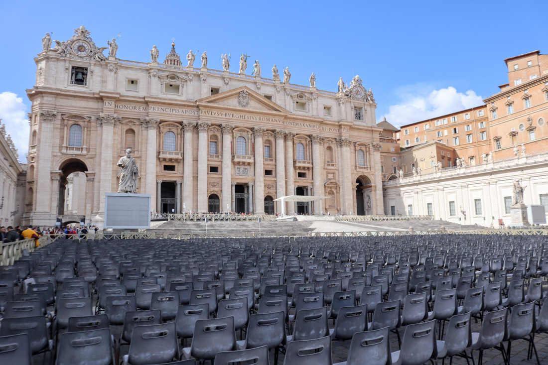 St.Peter's Basilica Vatican at Rome entrance chairs 