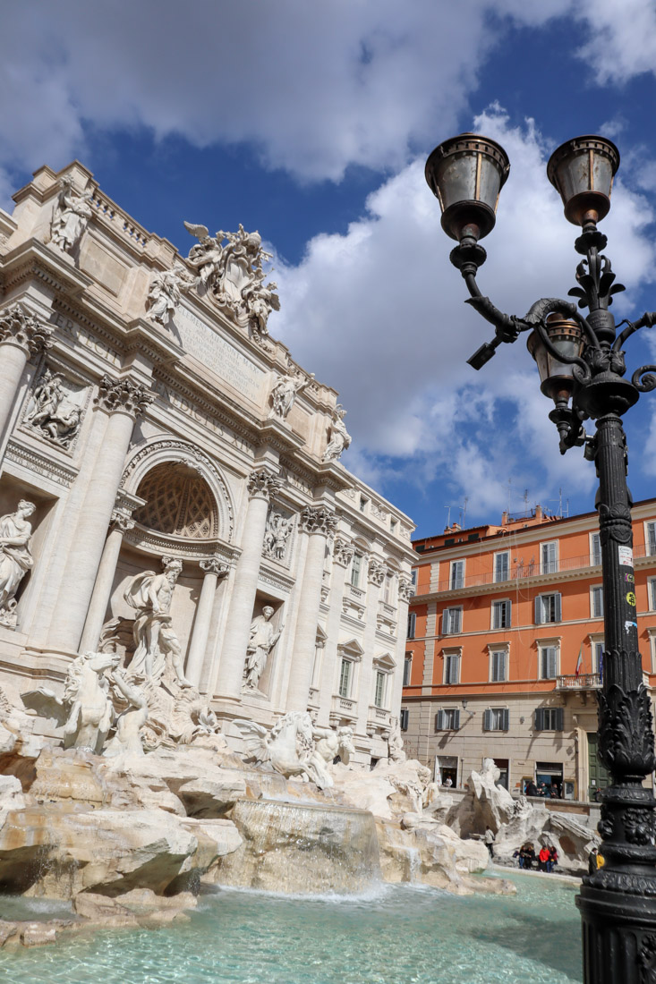 Trevi Fountain in Rome with Blue Sky