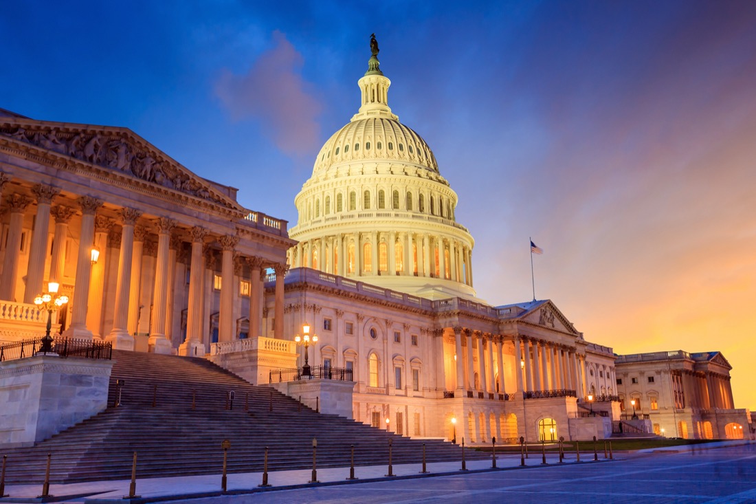 United States Capitol building. Washington DC at dusk