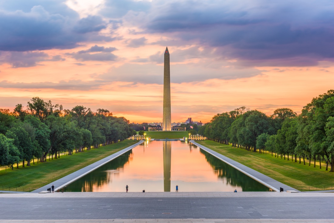 Washington Monument on the Reflecting Pool in Washington, DC