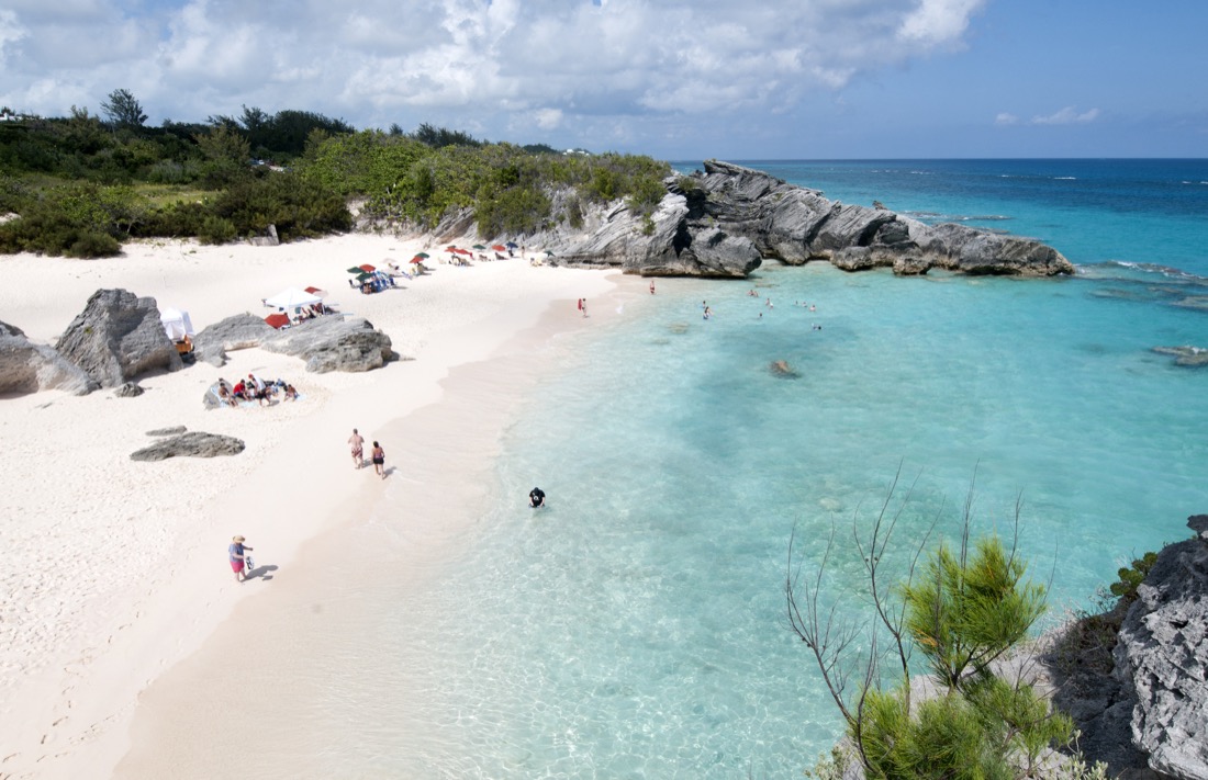 White sand, blue ocean of Horseshoe Bay Bermuda