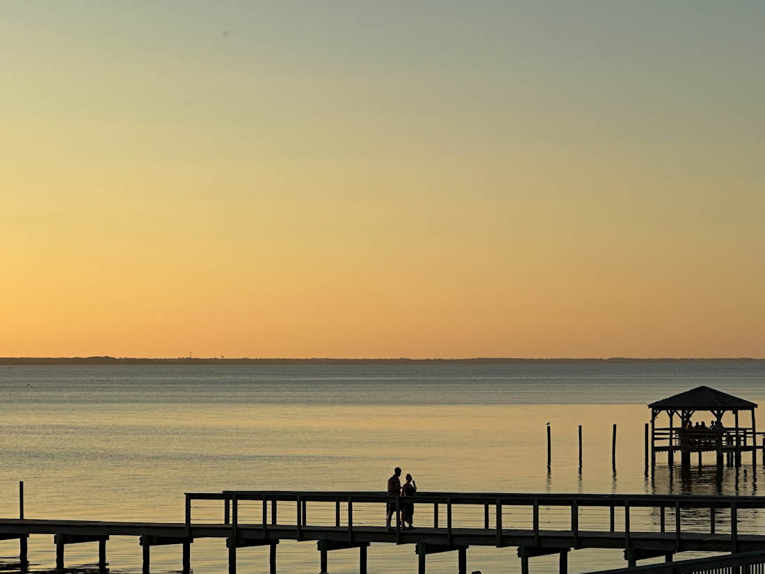 Sunset over sound at Aqua Sunset Bar in Duck Outer Banks