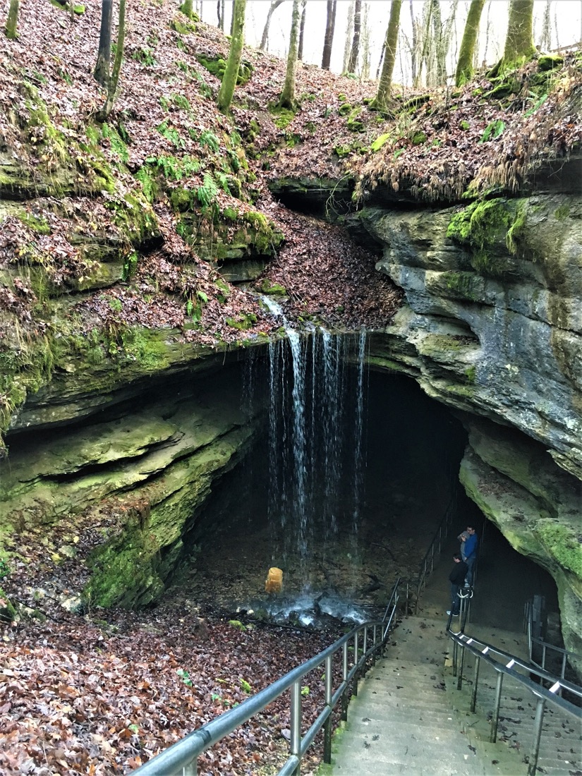 Cave with small waterfall at Mammoth Cave National Park