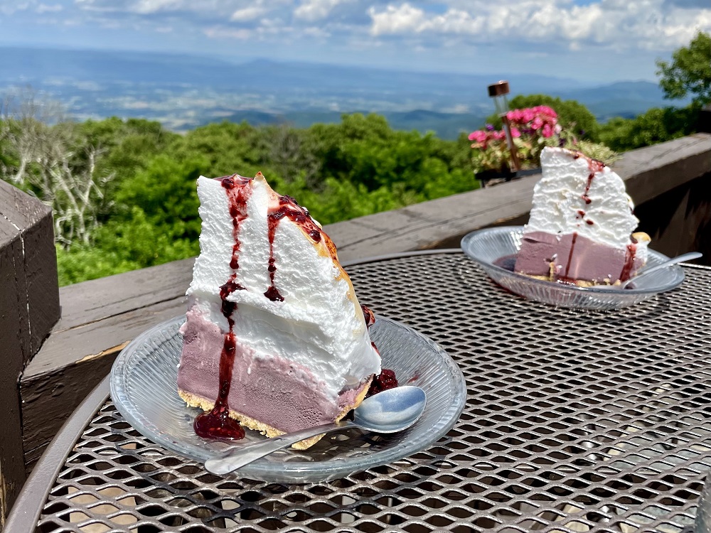 Blackberry iced pie at Shenandoah National Park mountain view