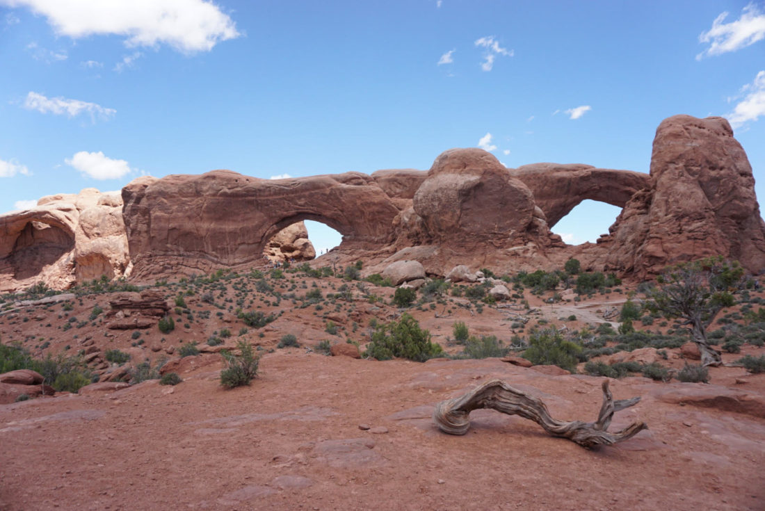 Blue sky and red sand at Arches National Park
