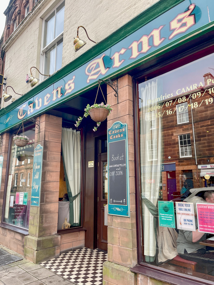 Cavens Arms pub sign in Dumfries