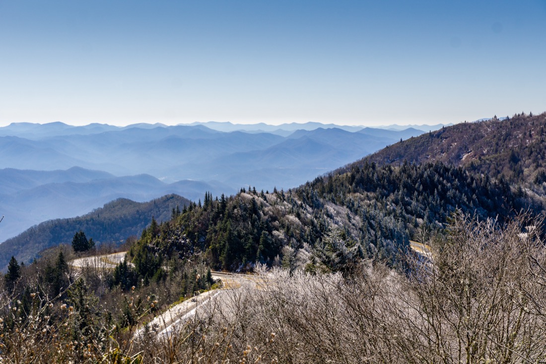 Dusky blue skies over Great Smoky Mountains