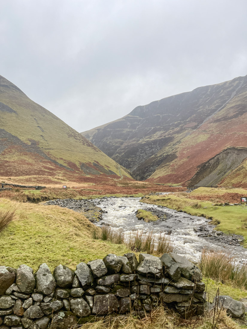 Brown and green tones on a hill at Grey Mare's Tail Nature Reserve at South West Scotland