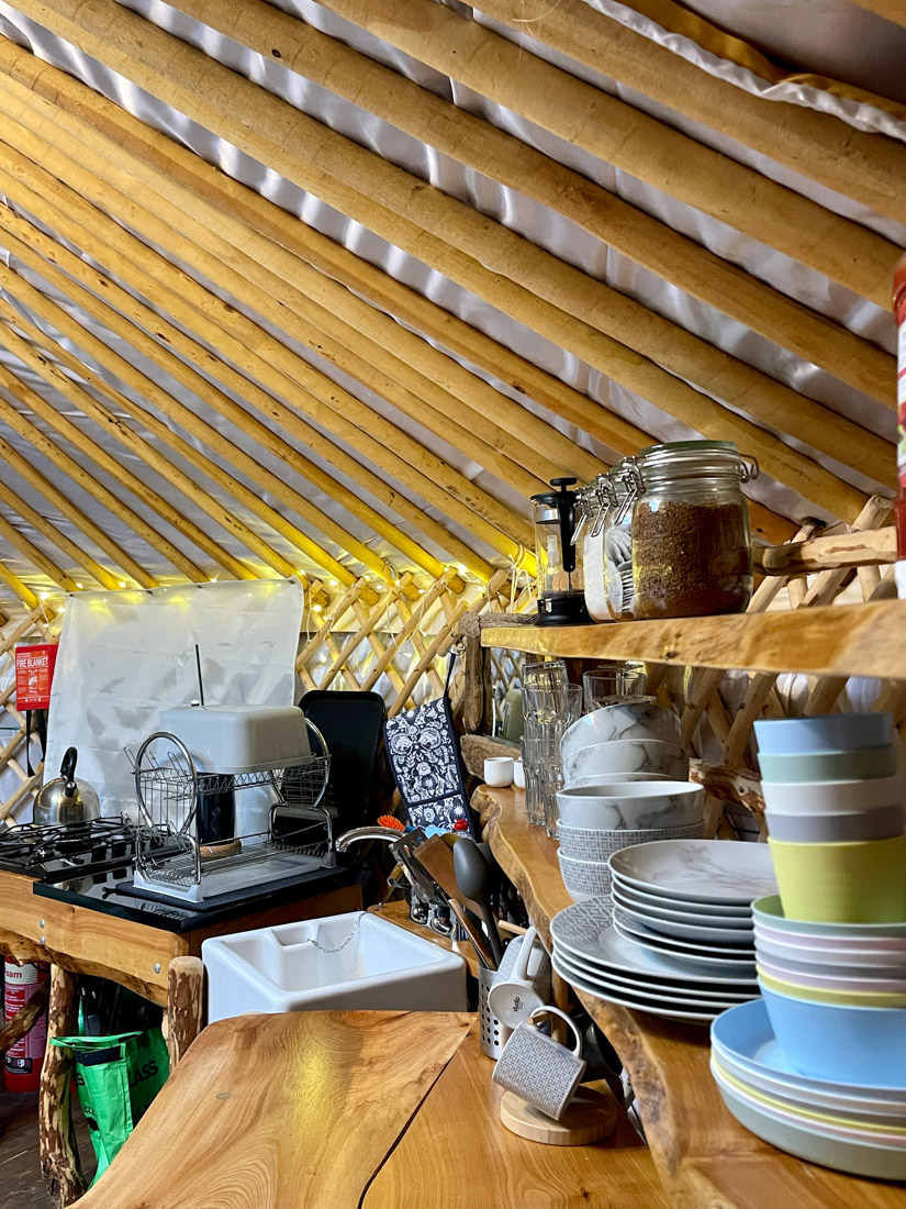 Kitchen in yurt Mathrown of Mabie