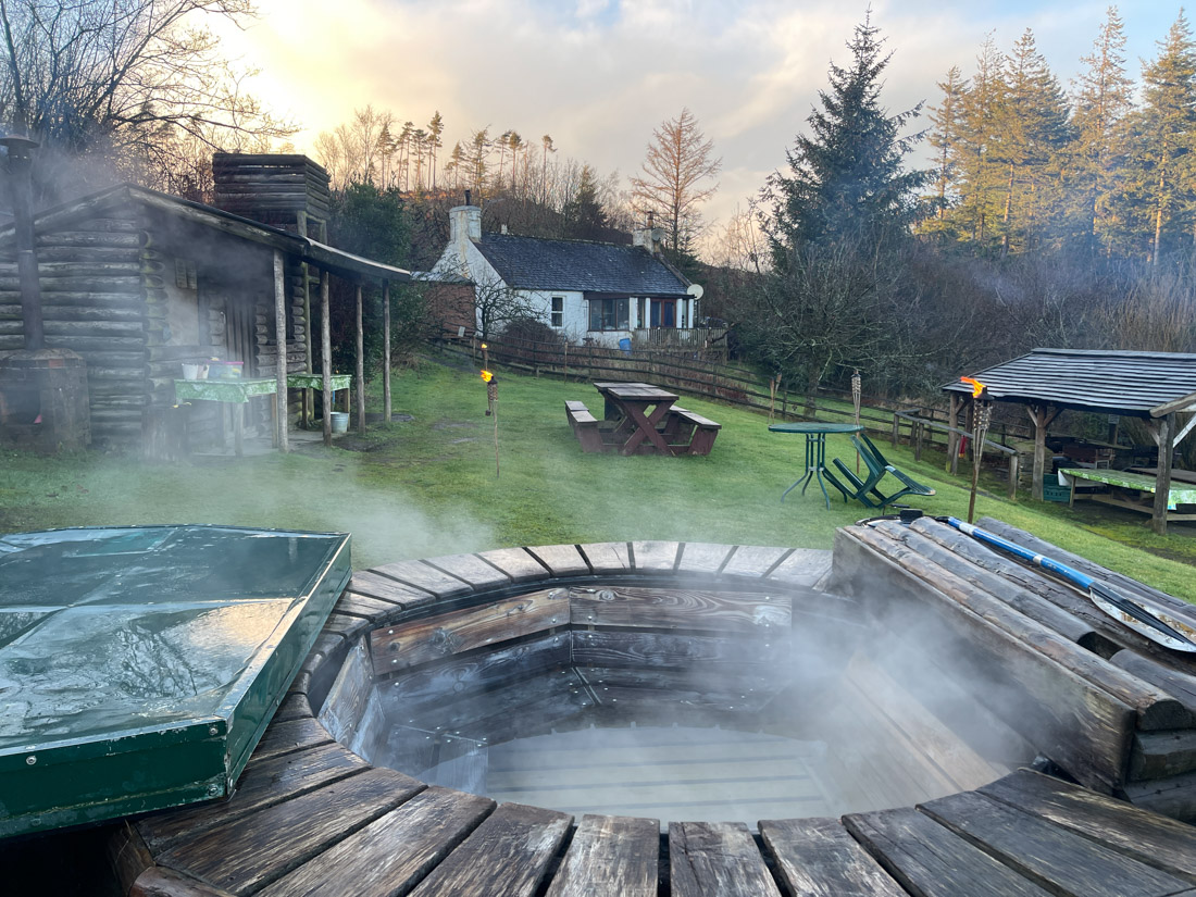 Hot tub in garden at Mathrown of Mabie