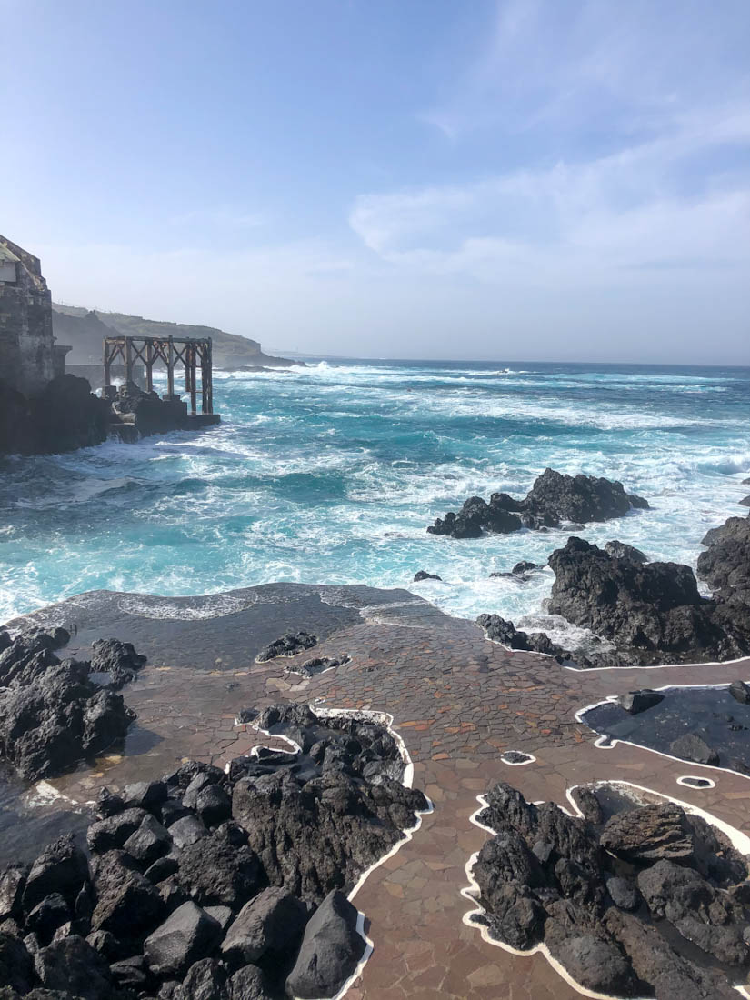 Cliffs and blue ocean at Garachico Tenerife