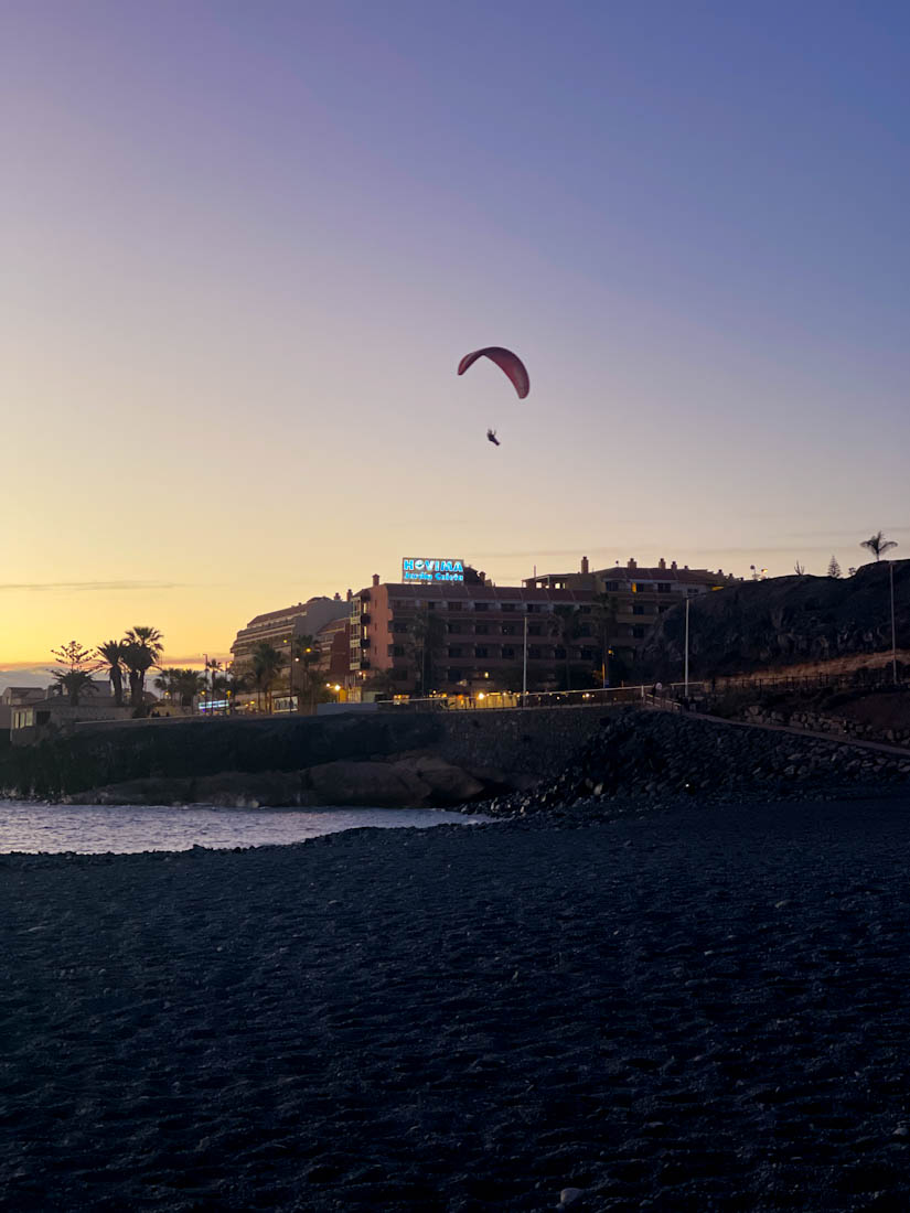 Sunset and parachute at La Caleta Tenerife
