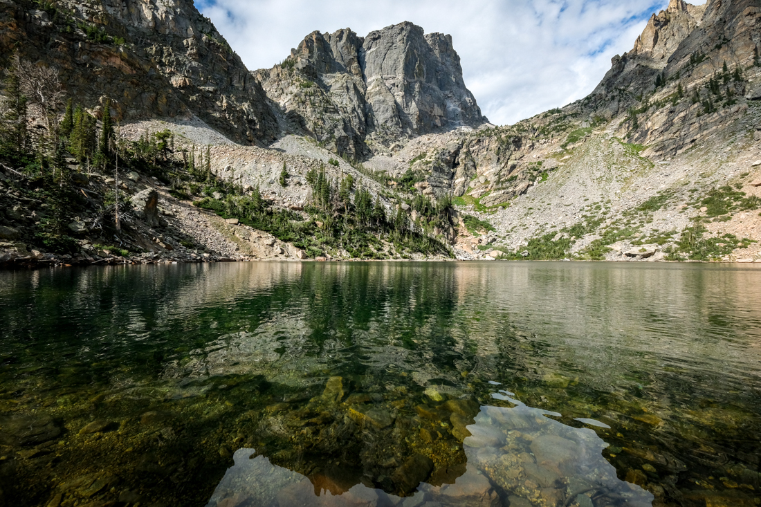 Crystal clear lake at Rocky Mountain National Park