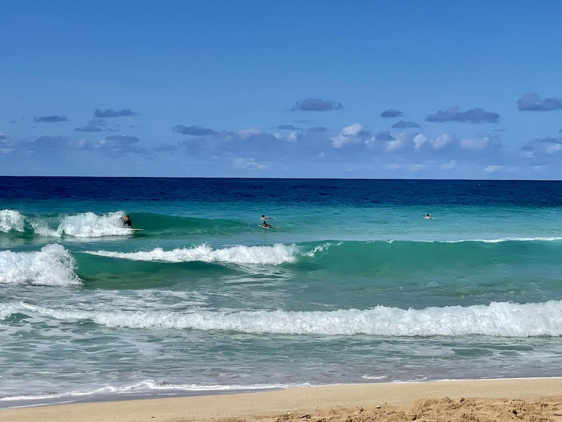 Clear blue ocean of Ehukai Beach Hawaii 