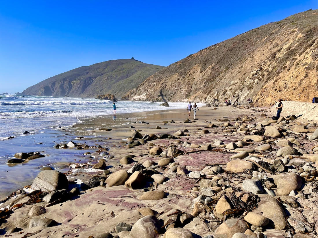 Rocky beach with blue skies at Pfeiffer Beach California