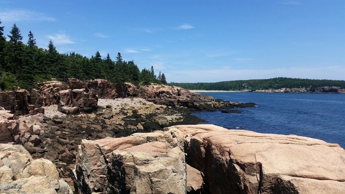 Rocky landscape and ocean at Somes Sound Bay, Maine