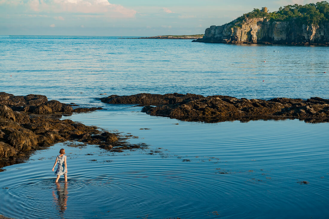 Woman in water Peaks Island Maine