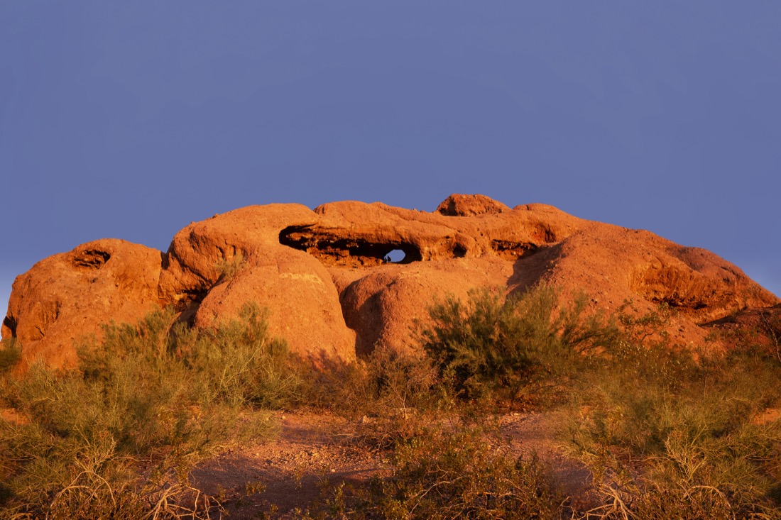 Dusk at famous hole in the rock, Papago Park,Phoenix,Arizona
