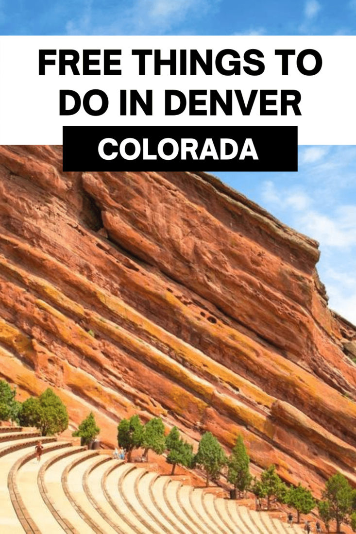 Text free things to do in Denver, Colorado image of Red Rocks and its rock seats