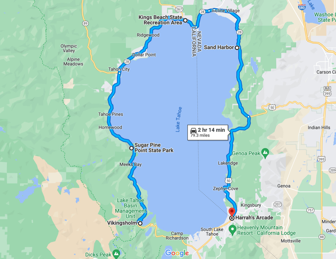 Lake Tahoe Map cheap things to do