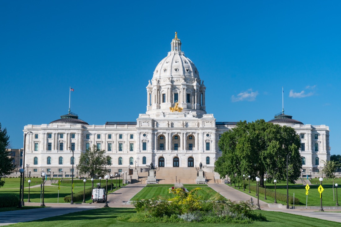 Striking Minnesota State Capitol Building with garden