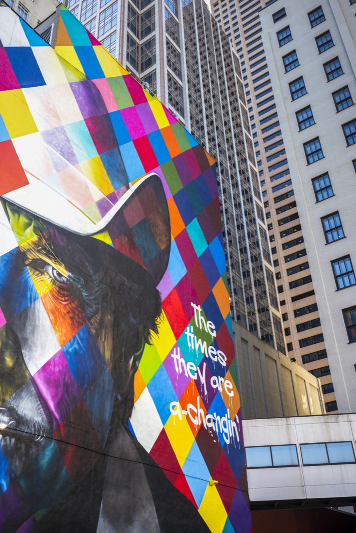 Colorful mural on side of building at Downtown Minneapolis 