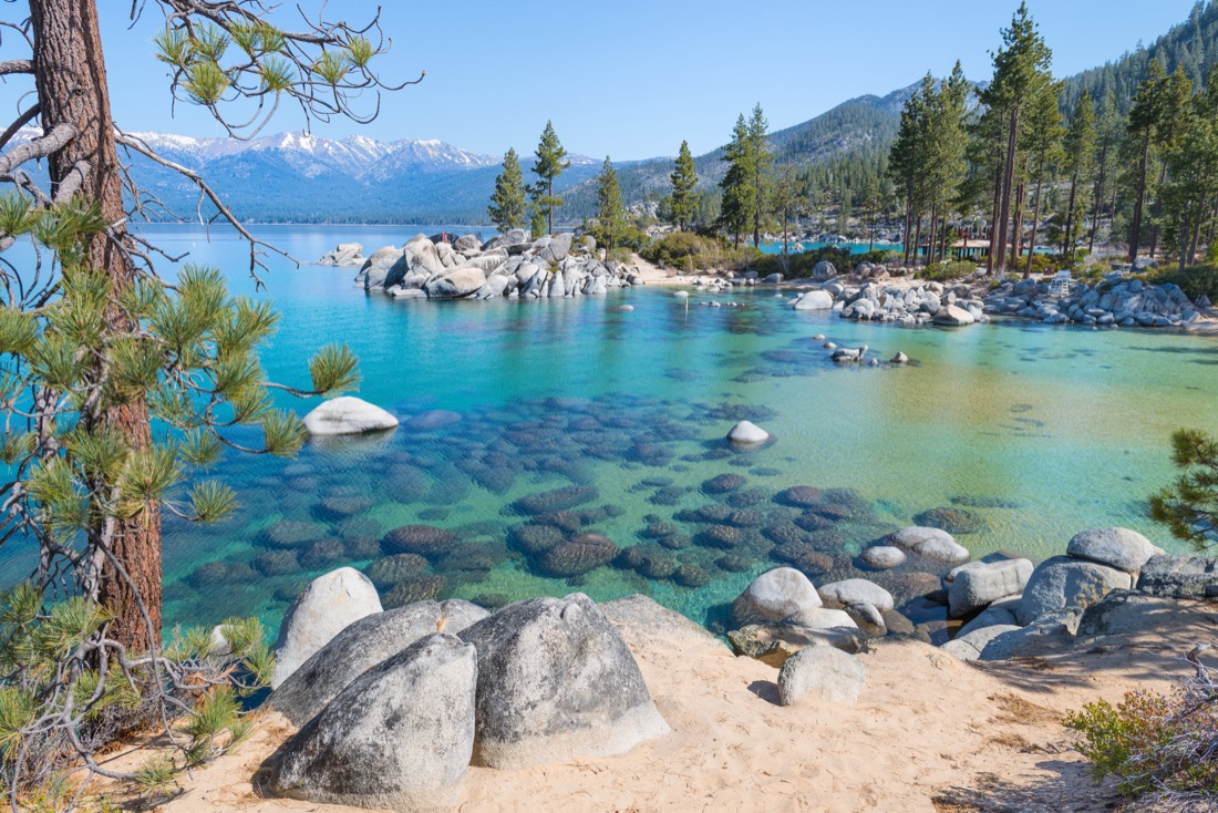Crystal clear waters of Sand Harbor Lake Tahoe