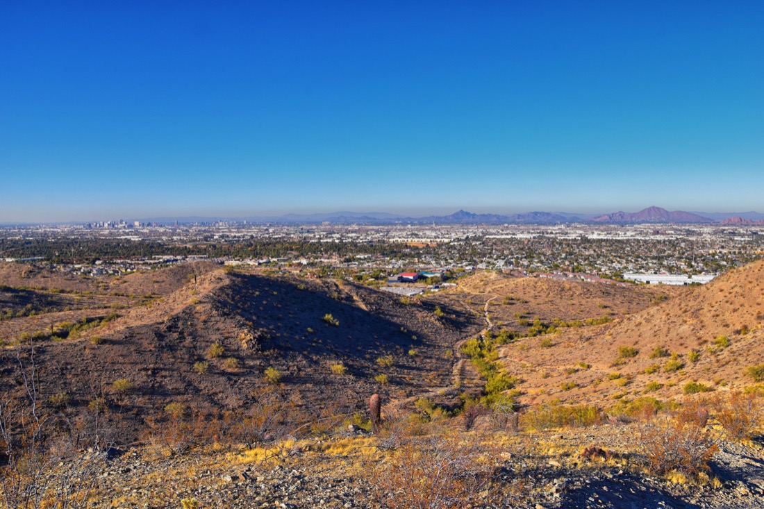 South Mountain Park and Preserve Views from Pima Canyon Hiking Trail, Phoenix, Southern Arizona desert