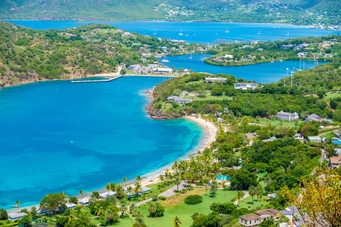 View of Galleon Beach from Shirley Heights, Antigua, Caribbean