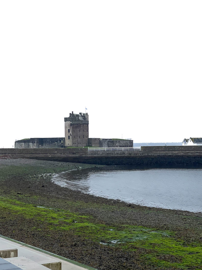 15th-century Broughty Castle on rainy day
