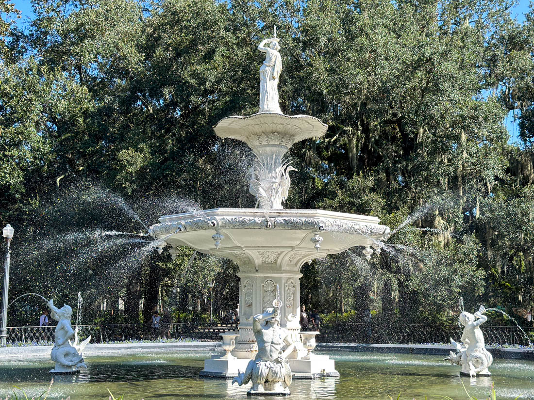 Forsyth Park Fountain Flowing in Savannah