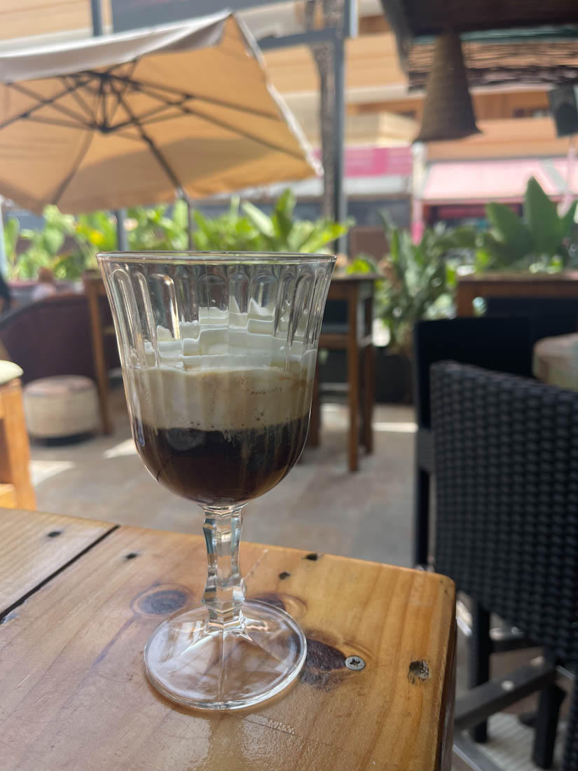 Irish coffee at restaurant Duned Ibiza Spain