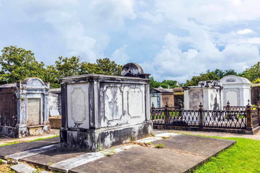 Historic gravestones at Lafayette Cemetery, New Orleans
