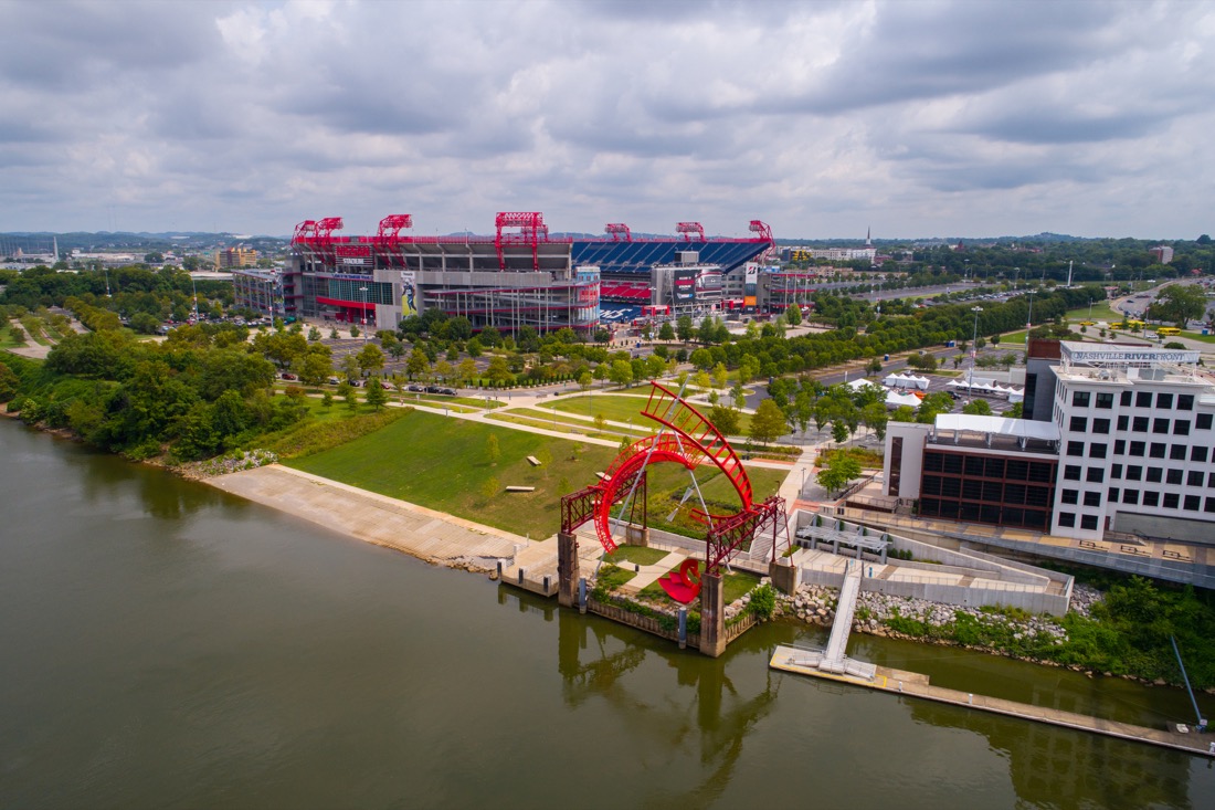 View from sky of Nissan Stadium Nashville Tennessee