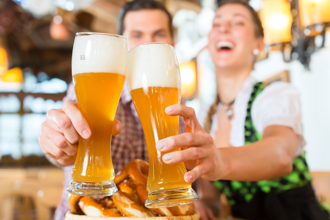 Oktoberfest couple with beer