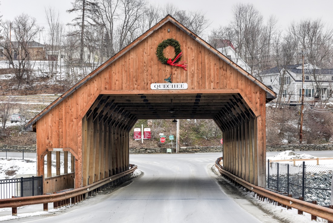 Quechee Covered Bridge with Christmas wreath