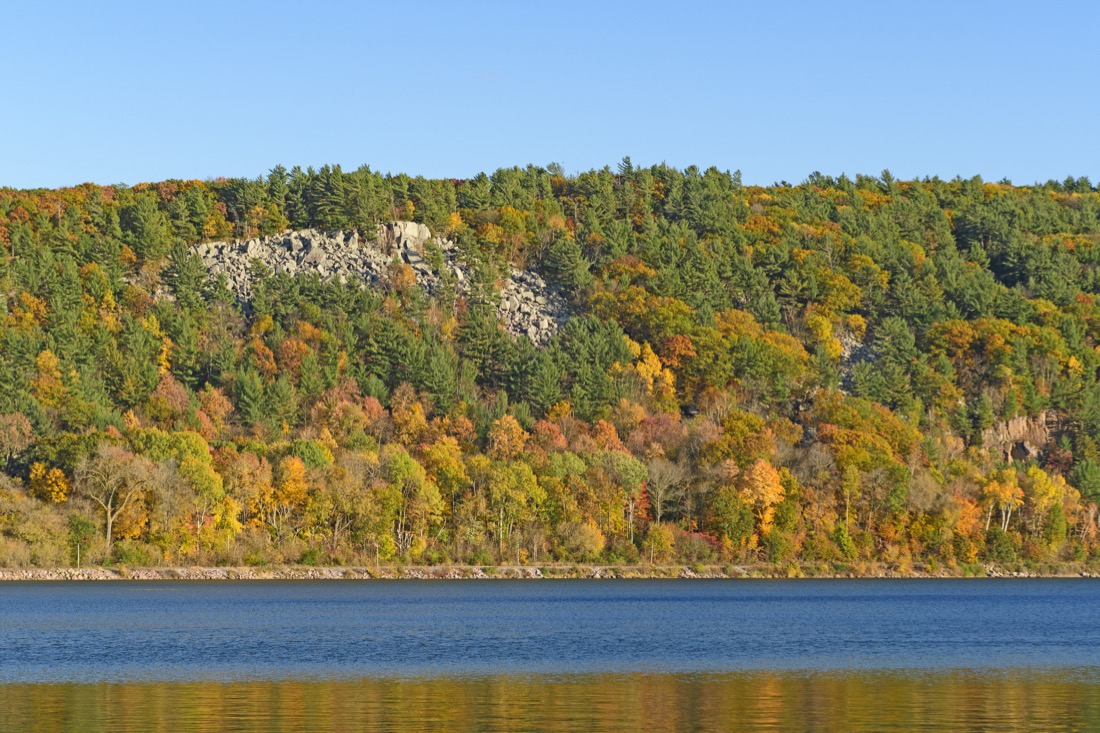 Calm Waters and Fall Colors in Devils Lake State Park in Wisconsin 