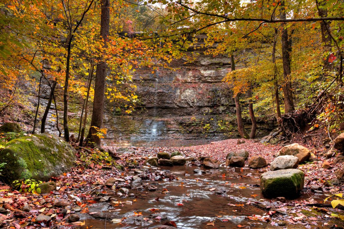 Fall colors surrounding Twin Falls in the autumn