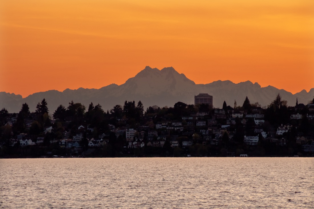 Striking sunset over Lake Washington Seattle