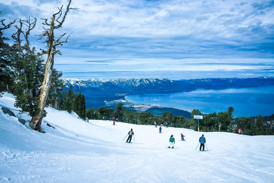 View of a ski park in Lake Tahoe in winter