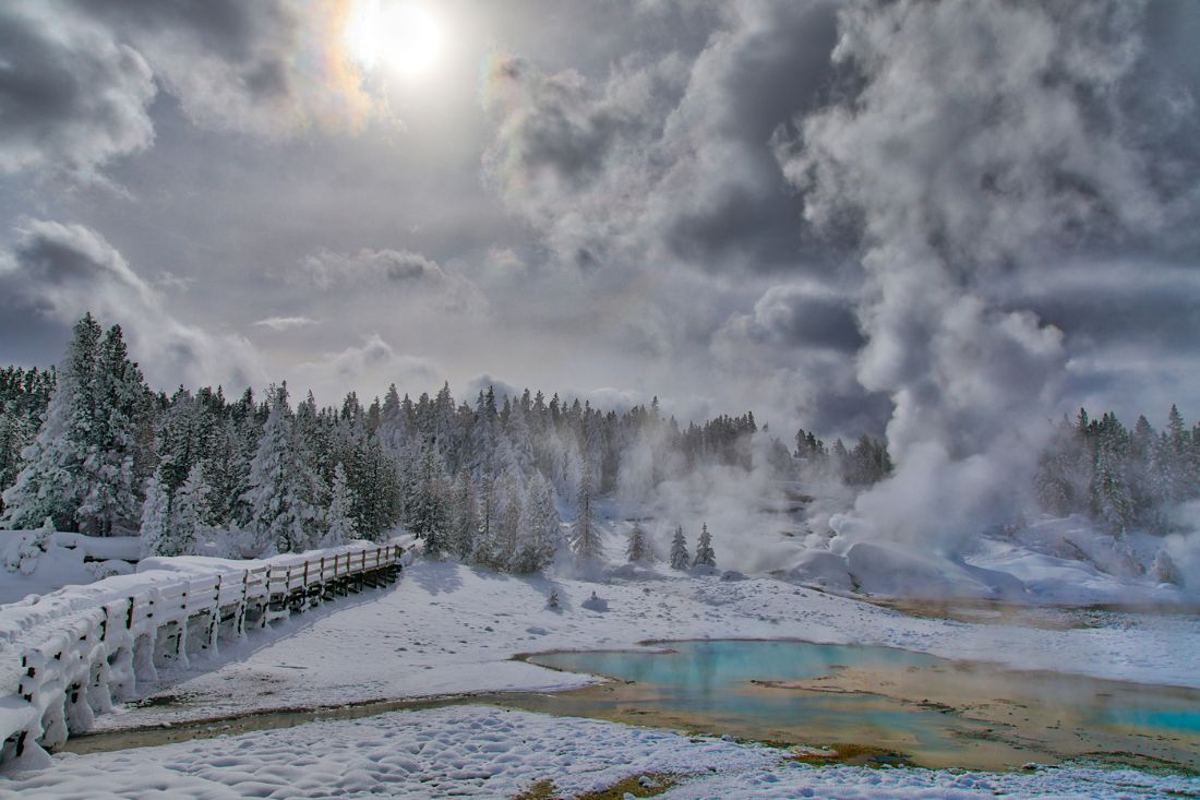 Norris Geyser Basin at Yellowstone National Park in winter